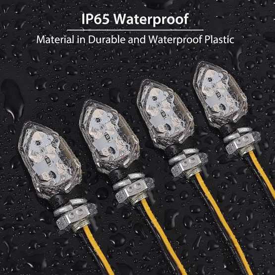 Justech 4PCs Micro LED Turn Signal Lights Motorbike Indicator Universal Waterproof 3528 Lamp Beads Indicator Compatible wtih Motorcycle Motorbike Harley Kawasaki Yamaha Off Road - Image 4