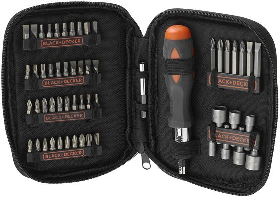BLACK+DECKER A7104-XJ A7104-XJ-Juego 56 piezas para atornillar con atornillador de carraca