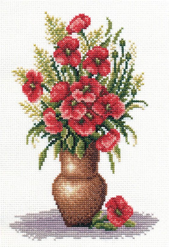 PANNA C-0151 Counted Cross Stitch Poppy Bunch, Multi