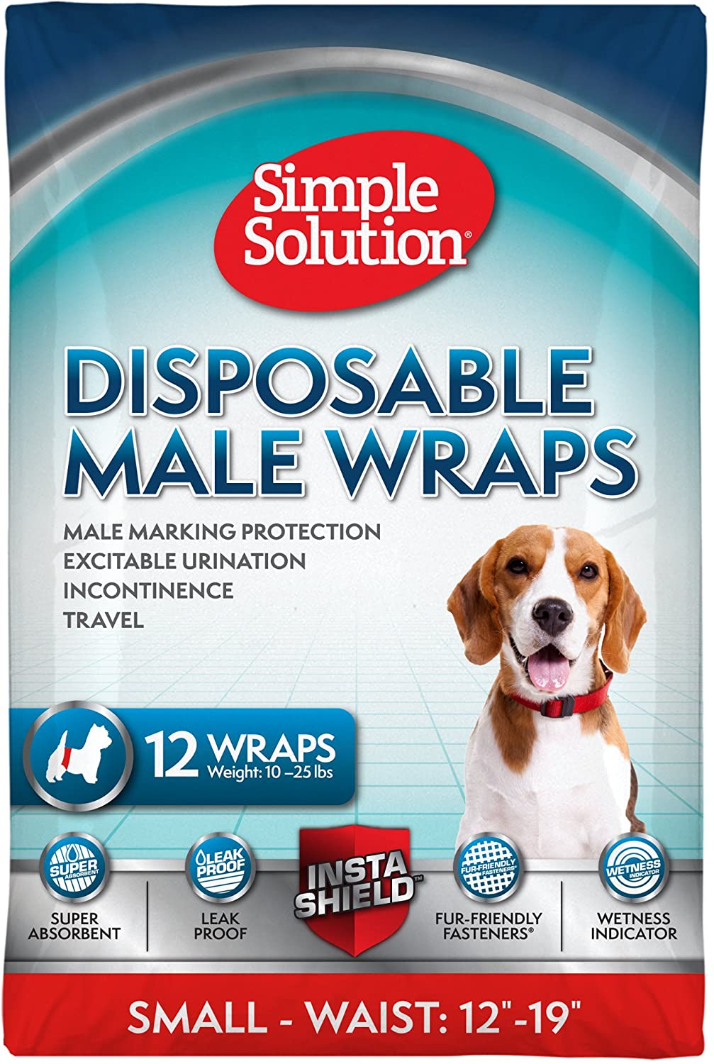 Simple Solution Disposable Dog Diapers for Male Dogs with Super Absorbent Leak-Proof Fit for Excitable Urination Incontinence
