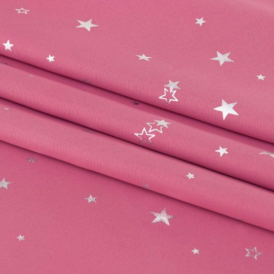 BGment Kids Blackout Curtains for Bedroom - Eyelet Thermal Insulated Silver Star Print Room Darkening Curtains for Living Room, 2 Panels (W46 X L54 Inch, Pink) - Image 3