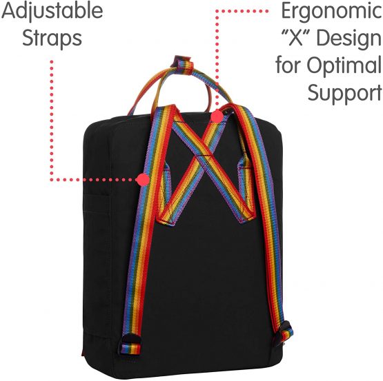 Fjällräven Unisex Adult Kånken Rainbow Backpack - Black-Rainbow Pattern, 27 x 13 x 38 cm/16 Litre - Image 3