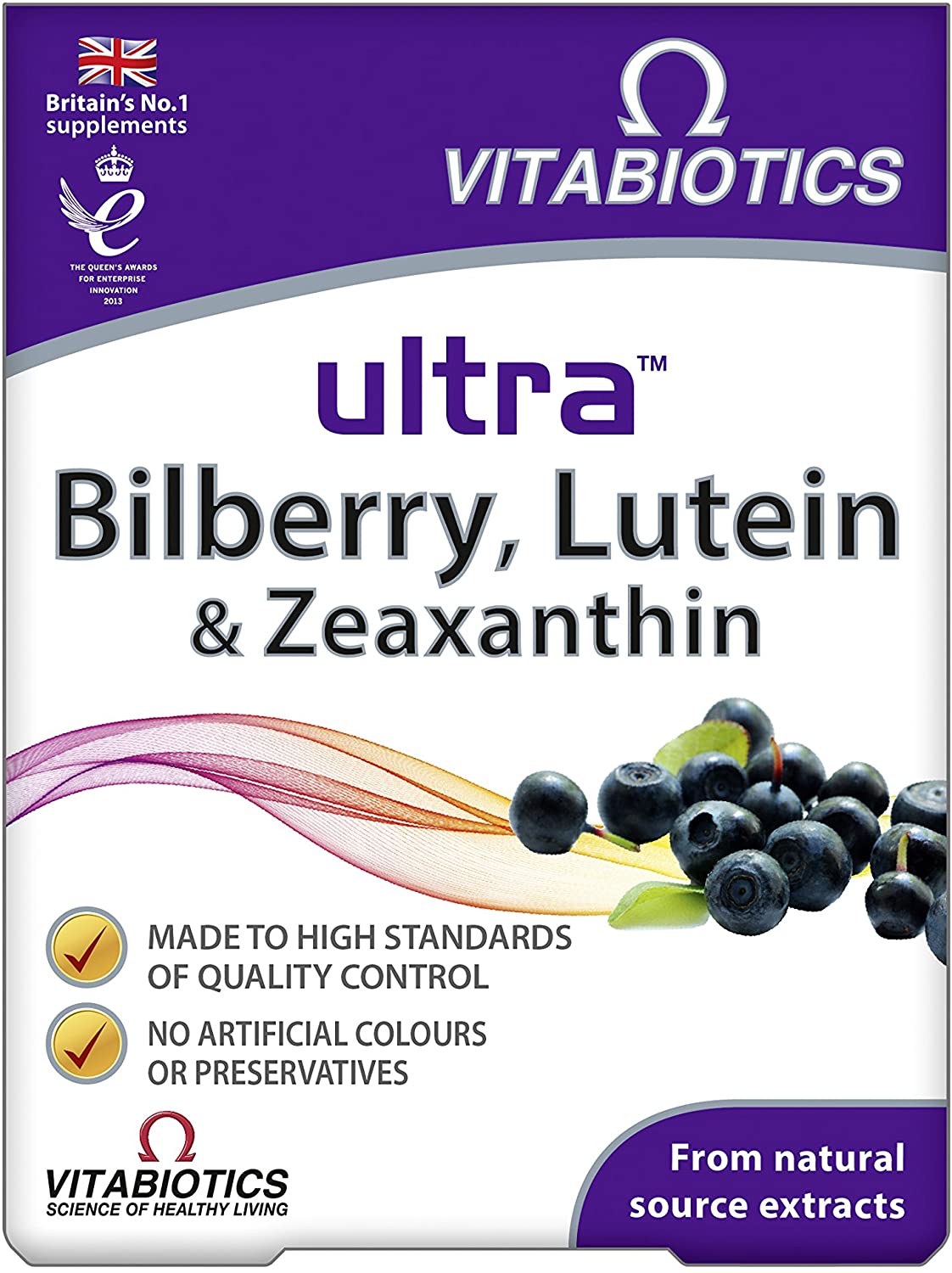 Vitabiotics Ultra Bilberry, Lutein and Zeaxanthin Tablets, White, 30 count (Pack of 1)