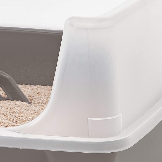 Iris Ohyama, Cat litter tray with high sides, no litter spill, removable high rim, entrance height: 15 cm, scoop included, for cat - Cat Litter Box CLH-12 - Taupe - Image 2