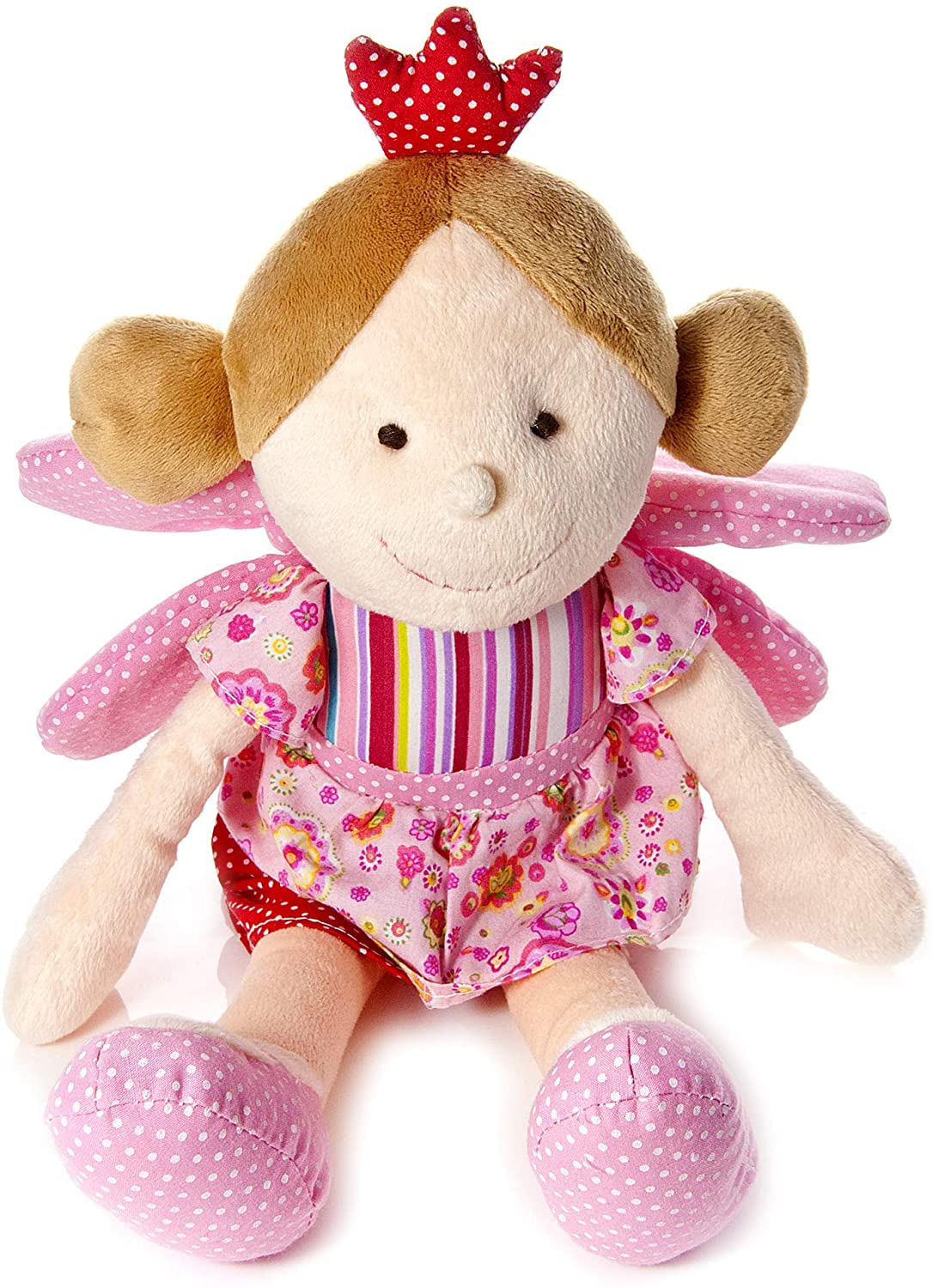 Mousehouse Gifts Pink Fairy Princess Doll Soft Toy With Wings and Crown Gift for Girls, Red, Pink, Nude, Brown, Small