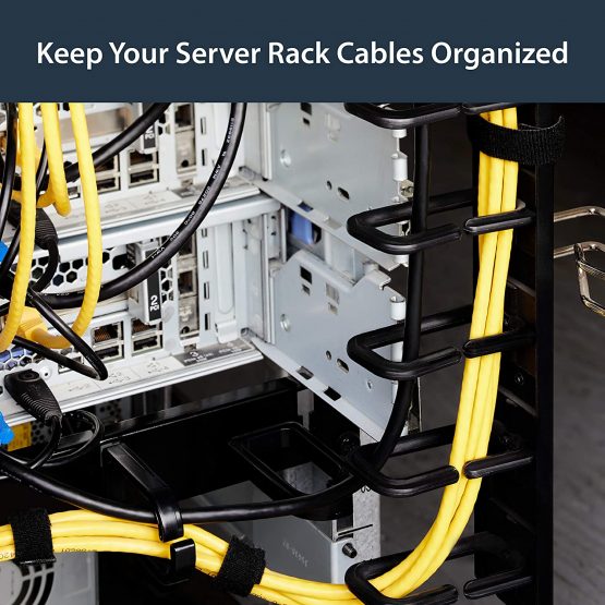 StarTech Vertical 0U Server Rack Cable Management w/ D-Ring Hooks - 40U Network Rack Cord Manager Panels - 2x 3ft Wire Organizers (CMVER40UD) - Image 4