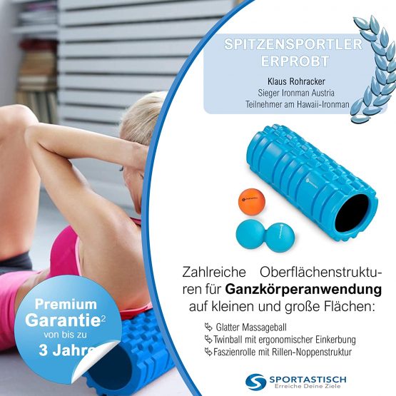 Sportastisch Top¹ Fascia roll Set Let's Roll with training roll, massage ball, twinball and bag | 3 zones and medium hardness for for Deep Tissue Muscle Massage | grade Up to 3 years warranty² - Image 3