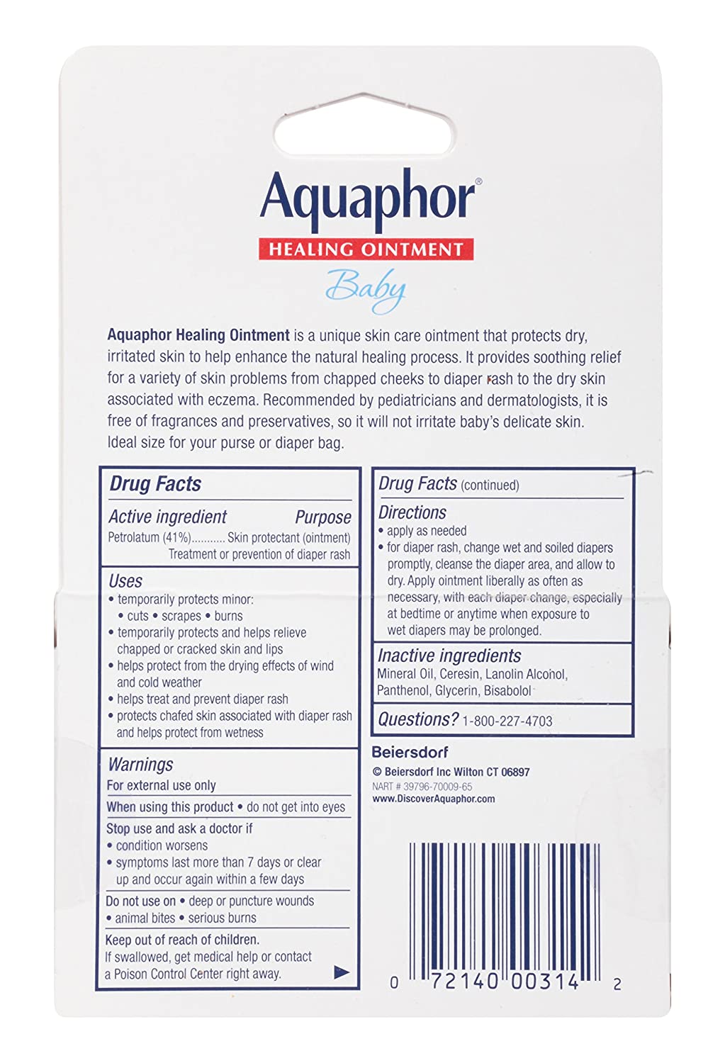 Aquaphor Baby Healing Ointment Advanced Therapy 2 tubes 0.35 oz each - Image 2