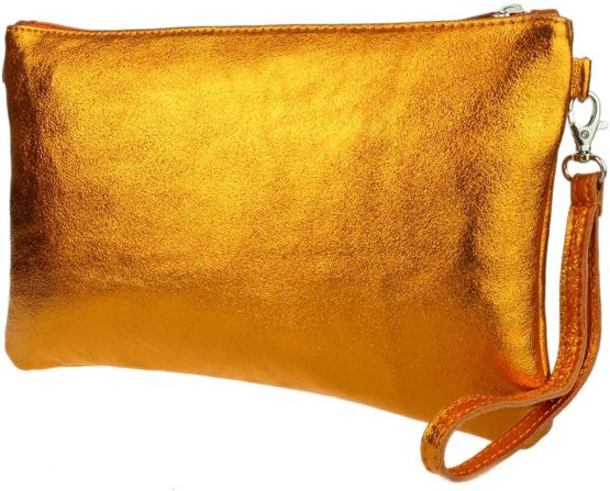 Girly Handbags Italian Snake Skin Metallic Leather Clutch Bag - Image 2