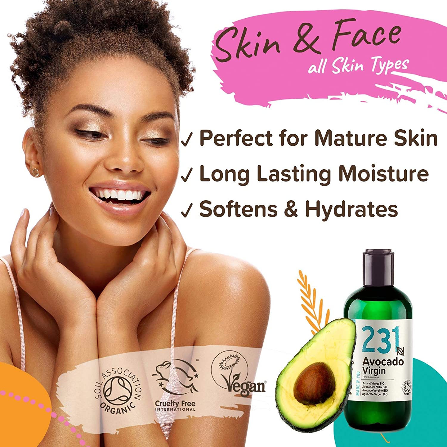 Naissance Organic Avocado Oil (no. 231) - 225ml - Natural Moisturiser - for Skin Face, Nails, Body, Hair Growth, Nails, Soap Making - Image 3