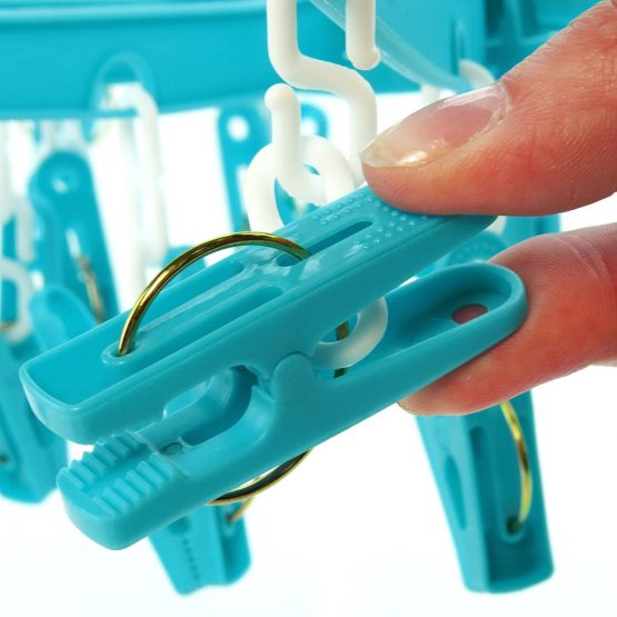 HANGERWORLD 20 Peg Blue Plastic Hanging Laundry Socks Lingerie Clothes Portable Indoor Outdoor Airer Dryer. - Image 2