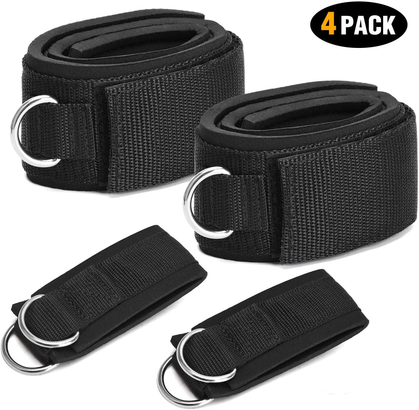 TOBWOLF 4 Pack Fitness Thigh Straps with Ankle Cuffs, Soft Neoprene ...