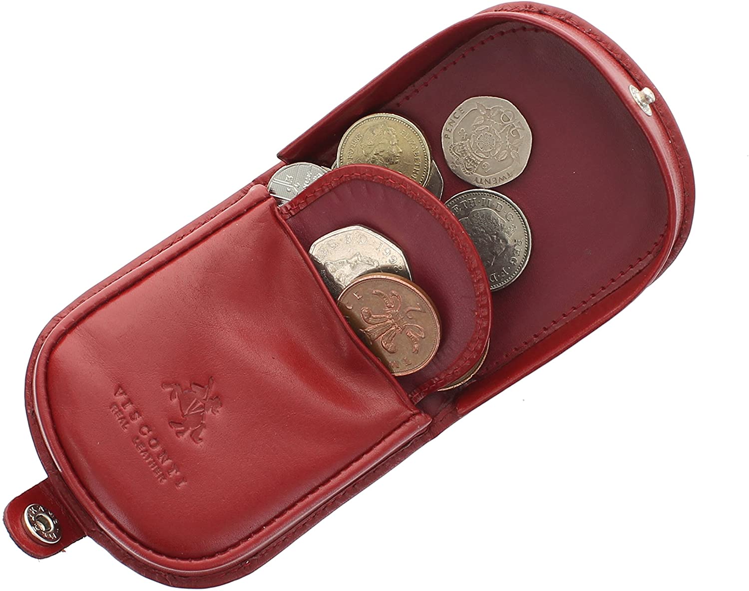 Visconti Monza Collection Vegetable Tanned Leather Tray Coin Purse TRY5 Red - Image 2