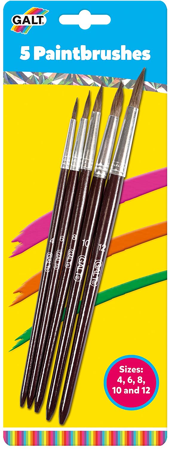 Galt Toys, Five Paint Brushes, Childrens Paint Brushes, Ages 6 Years Plus, Multicolor, Tallas: 4,6,8,10 y 12