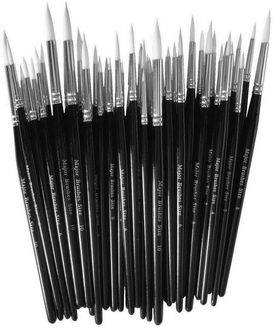 Major Brushes 15153450 Artist Synthetic Sable Paint Brush, Various Size, School Pack, Pack of 50