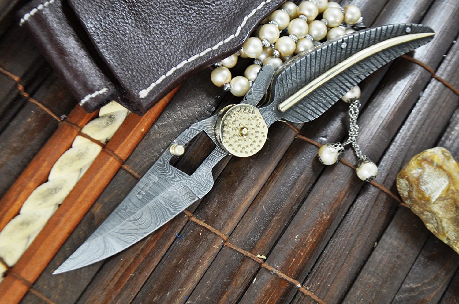 Perkin Handmade All Damascus Folding knife - Work of Art - Image 4