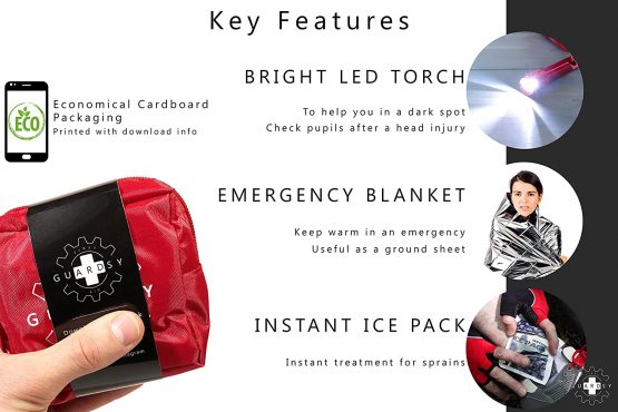 Guardsy Mini First Aid Kit | Compact Small Medical Emergency Survival Kit perfect for Car, Travel, Hiking, Camping, Outdoor, Cycling, Running, Home, Vehicle, Sports. With Digital First Aid Guide app - Image 4