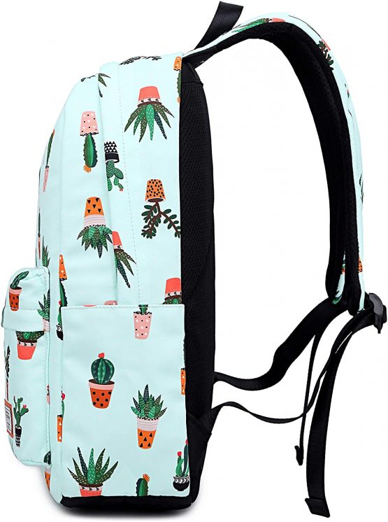Joymoze Water Resistant Teen Girl Bookbag with Lunch Bag and Pencil Purse Black Flower - Image 4