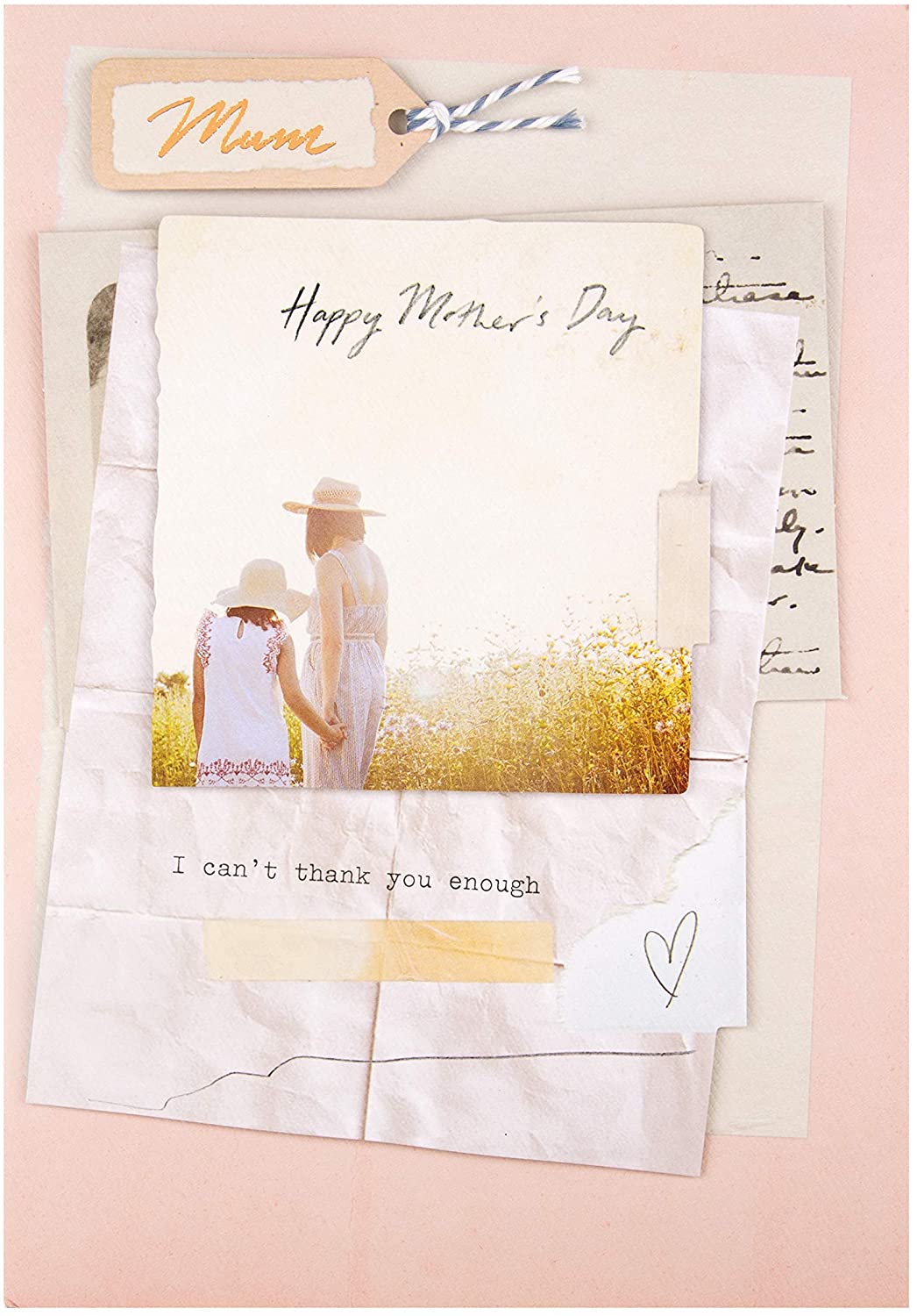 Hallmark Mothers Day Card for Mum - Scrapbook Style Design, Pink Scrapbook Photograph, 22.8 cm by 15.9 cm