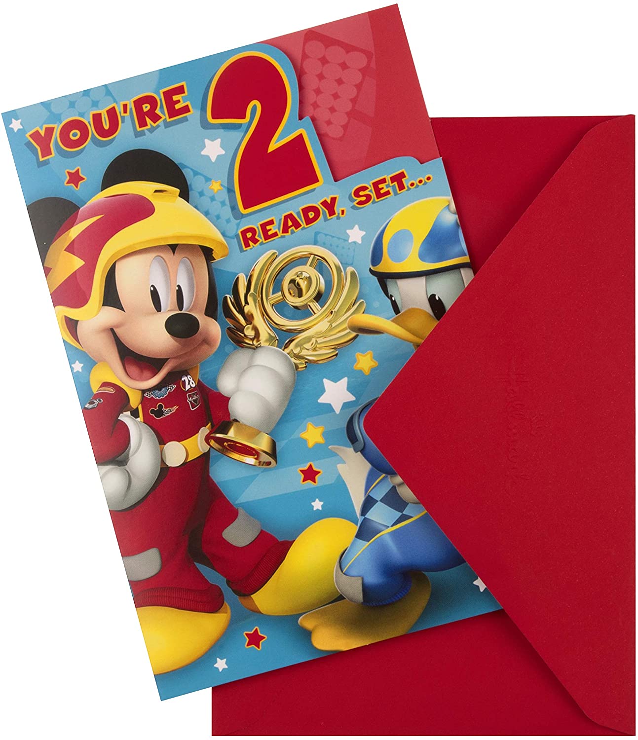 Hallmark 2nd Birthday Card - Disney Mickey Mouse Design, red, 20.2 x 13.8 cm - Image 2