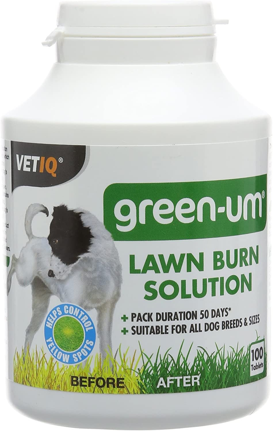 VETIQ Green-Um Lawn Burn Solution, Dog Urine Neutraliser Tablets to Control Nitrogen in Urine to Prevent Lawn Yellow Spots