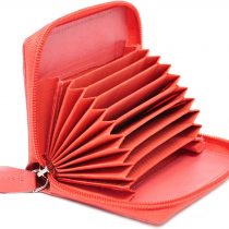 STARHIDE Womens RFID Blocking Small Leather Fan Concertina Palm Credit Card Holder 1234 (Pink)