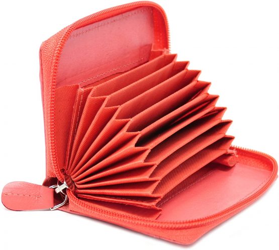 STARHIDE Womens RFID Blocking Small Leather Fan Concertina Palm Credit Card Holder 1234 (Pink)