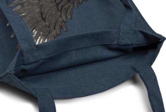 styleBREAKER Shopping Bag with Sequin Wing Applique, Tote Bag, Canvas, Fabric Bag. Bag, Unisex 02012213, Color:Olive - Image 3