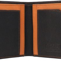 MORUCHA Mens RFID Blocking Super Slim Cardholder Minimalist Leather Bifold Wallet M65 Black Tan