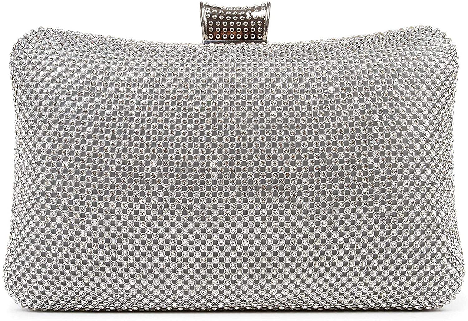 Evening Bags Wedding Party Handbags Sparkly Crystal Diamante Clutches Purses for Women, Silver