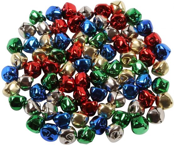 80 Jingle Bells Colours Sleigh Bells Festive Decoration 15mm Bell - Christmas Bell - Bells For Crafts - Cat Collars- Musical - Coloured - Decorating - Santa - Hat - Crafting