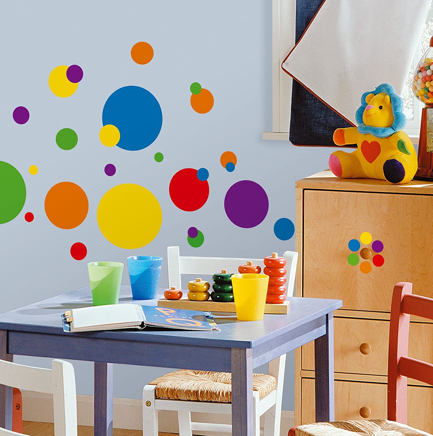 RoomMates Repositionable Childrens Wall Stickers Primary Dots, Primary Colors, (Pack of 1) - Image 4