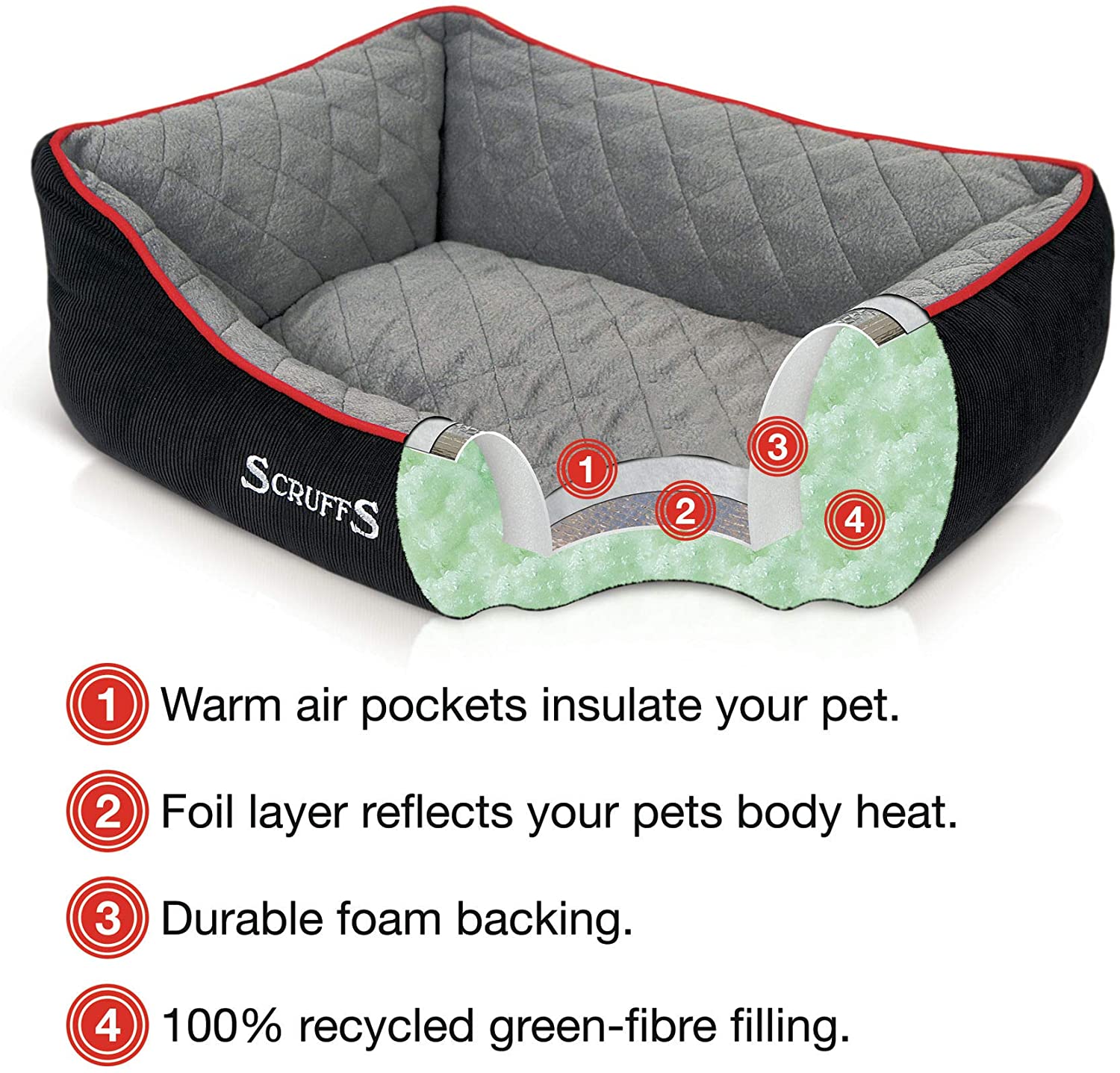 Scruffs Thermal Box Bed (M) Black, 60 x 50 x 20 cm (L x W x H) - Image 3