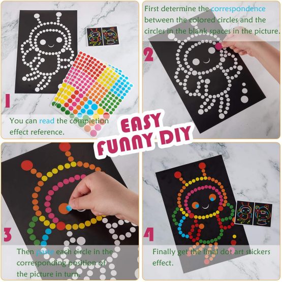 20 Pieces Dotty Sticker Art Sticker Mosaic Pictures Flower Butterfly Bird Frog Educational Toy for Arts and Crafts Teachers Students Nursery School - Image 4