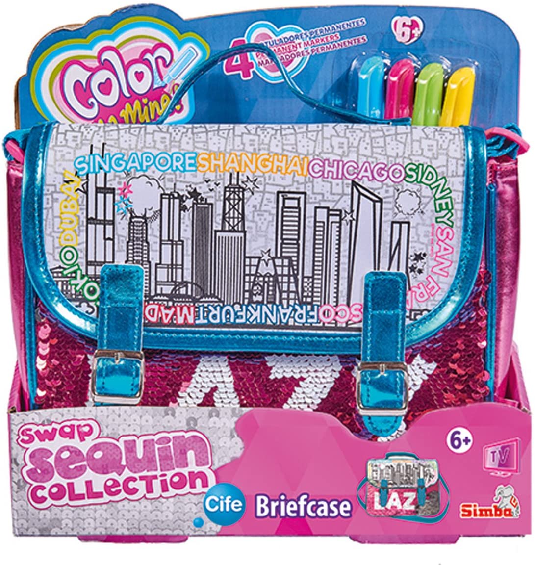 Simba 106374265 - Color Me Mine Swap Print Case for Painting/Now with Trendy Reversible Sequins, Pink,Silver,White - Image 2