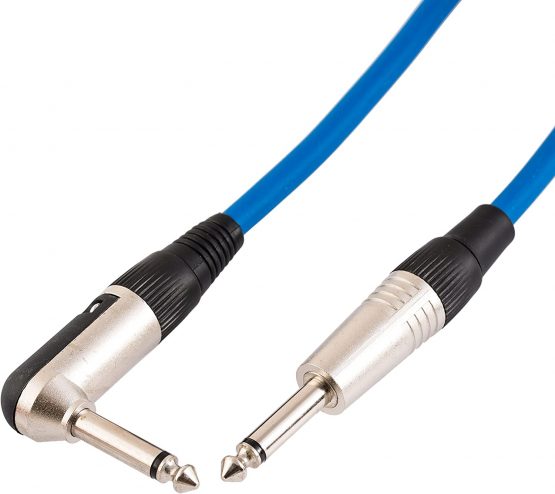 Guitar Lead 6.35mm 1/4" Mono Jack to Angled Jack/Instrument Cable / 6 Colours 3m Black - Image 2