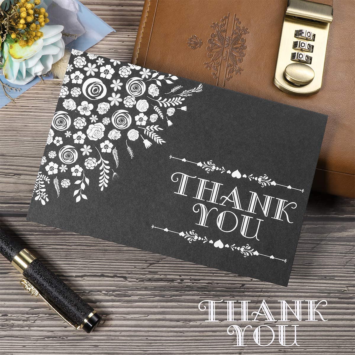 PartyKindom 150 Pack Thank You Cards with Envelopes and Stickers, Brown Envelopes Wedding Thank You Cards Small Business - Image 2
