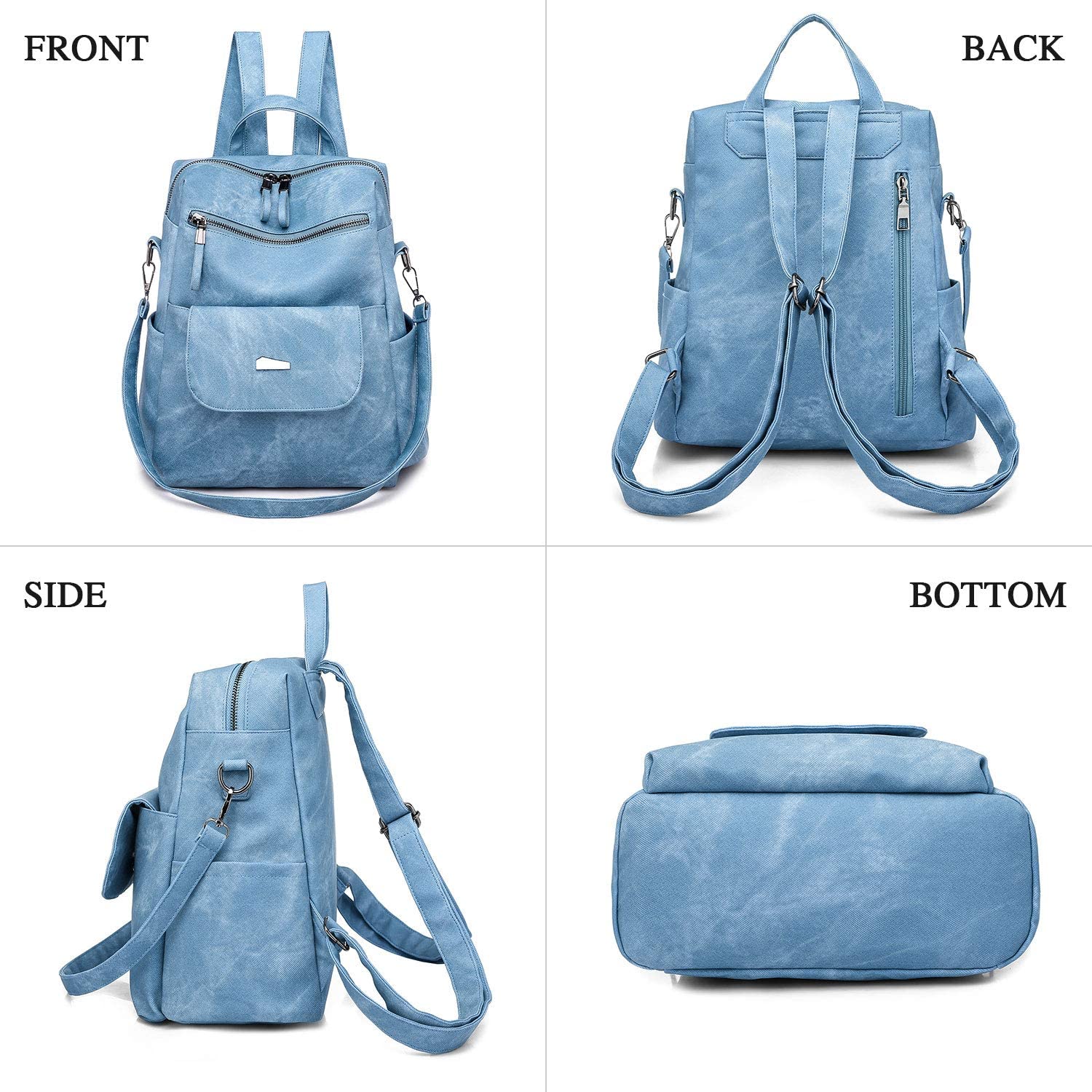 UBAYMAX Women's Leather Backpack with Multi-Pocket Straps for Women Waterproof Convertible Shoulder Bag for Women Practical Bag with Zip - Image 4