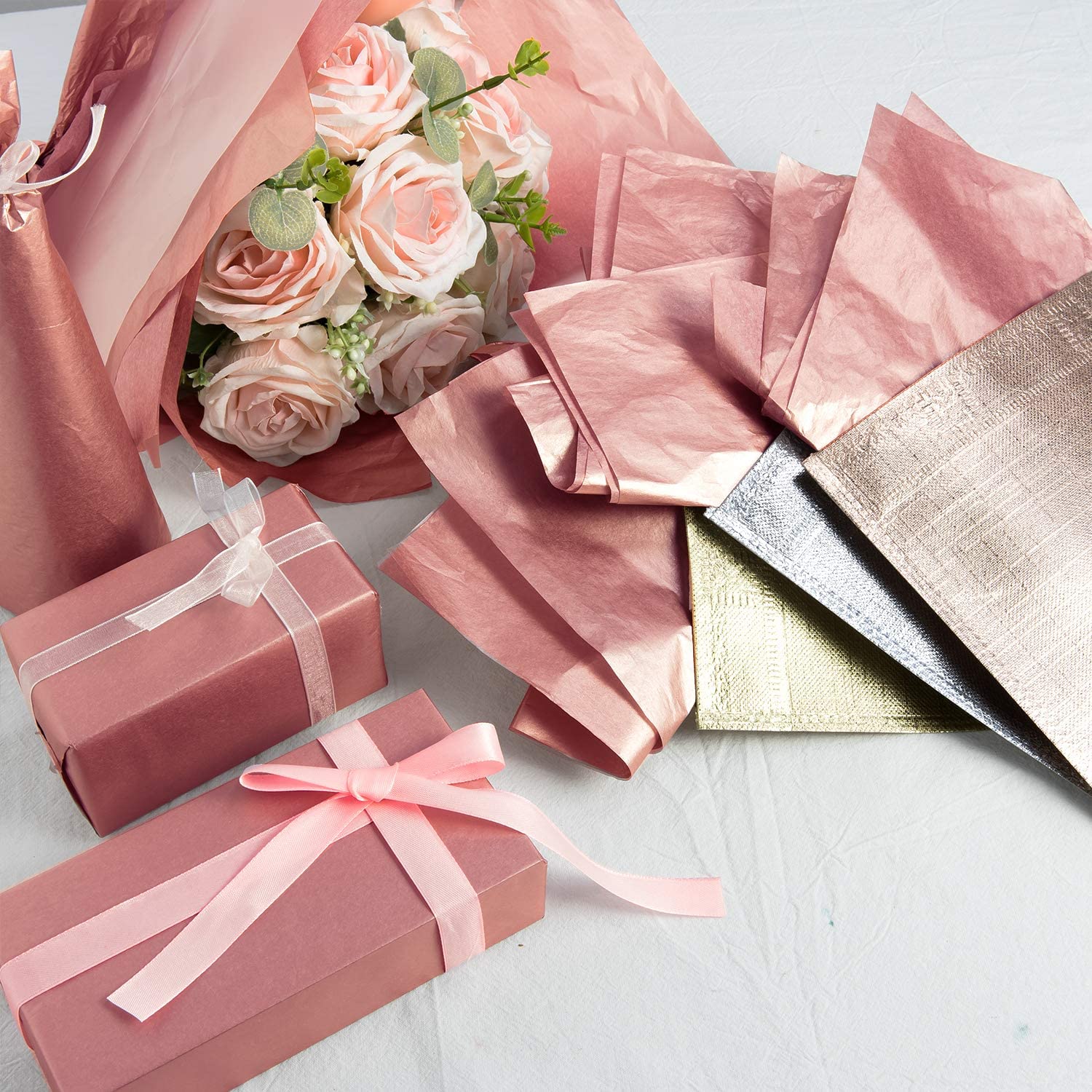 Whaline Rose Gold Tissue Paper Bulk, 100 Sheets Metallic Gift Wrapping Paper for Weddings Birthday Party, Showers - Image 4