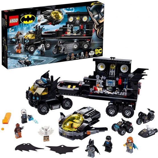 LEGO 76160 Super Heroes DC Batman Mobile Bat Base Batcave Truck Toy with Jet Plane, Quad Bike, Motorbike & Water Scooter