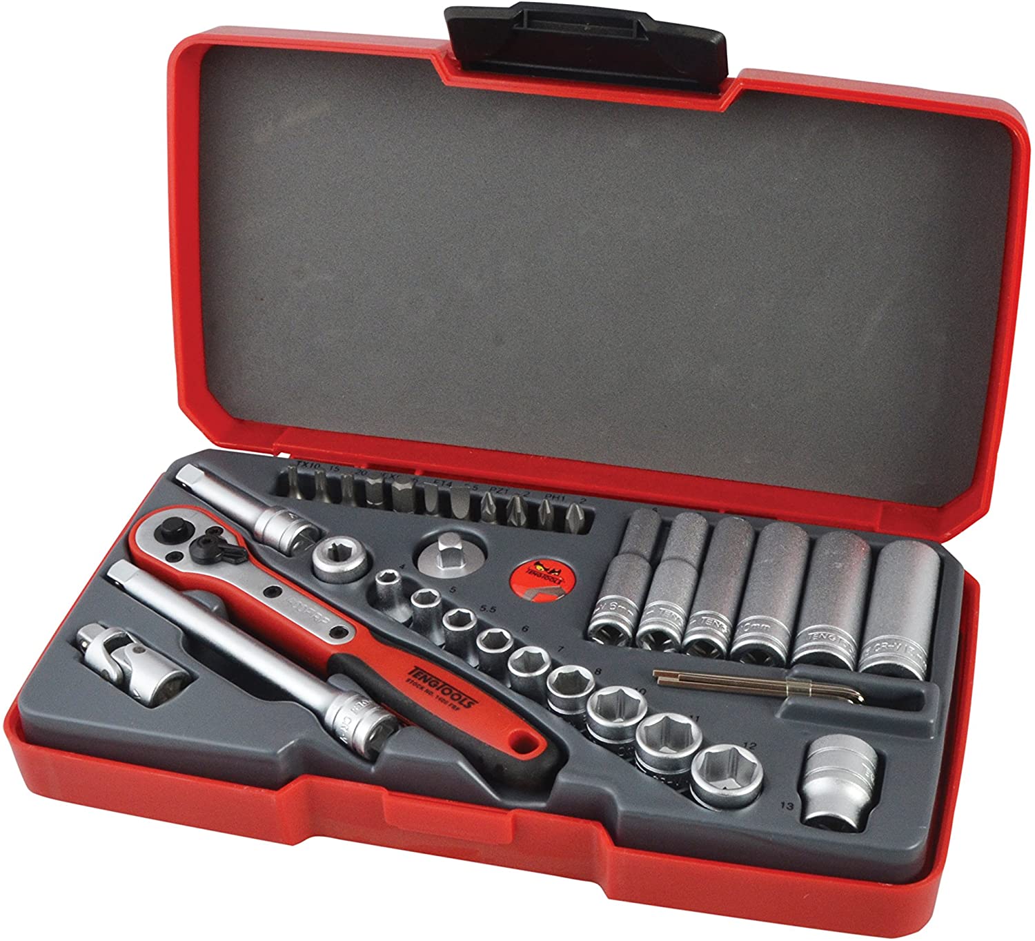 Teng T1436 1/4-inch Socket Set Metric Drive (36 Pieces), Silber, Variety Pack - Image 4