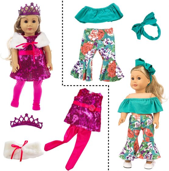 ZITA ELEMENT 24 PCS 18 Inch Doll Clothes and Accessories Casual Wear for American 18 Inch Girl Doll Outfits, Included 10 Complete Sets - Image 3