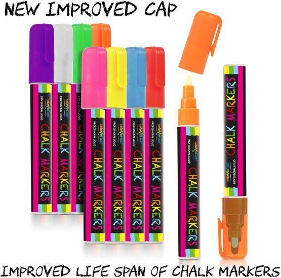 Chalktastic Chalk Pens – Set of 8 Liquid Pen Chalkboard Markers for Blackboards, Signs, & Glass - Neon, Dry Erase, Coloured Window Pens - Art Supplies - Image 4