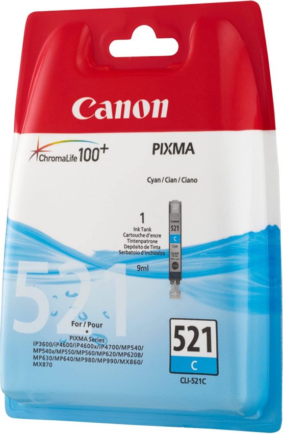 Canon Original ChromaLife 100+ Cyan Ink Tank CLI-521C - Image 2