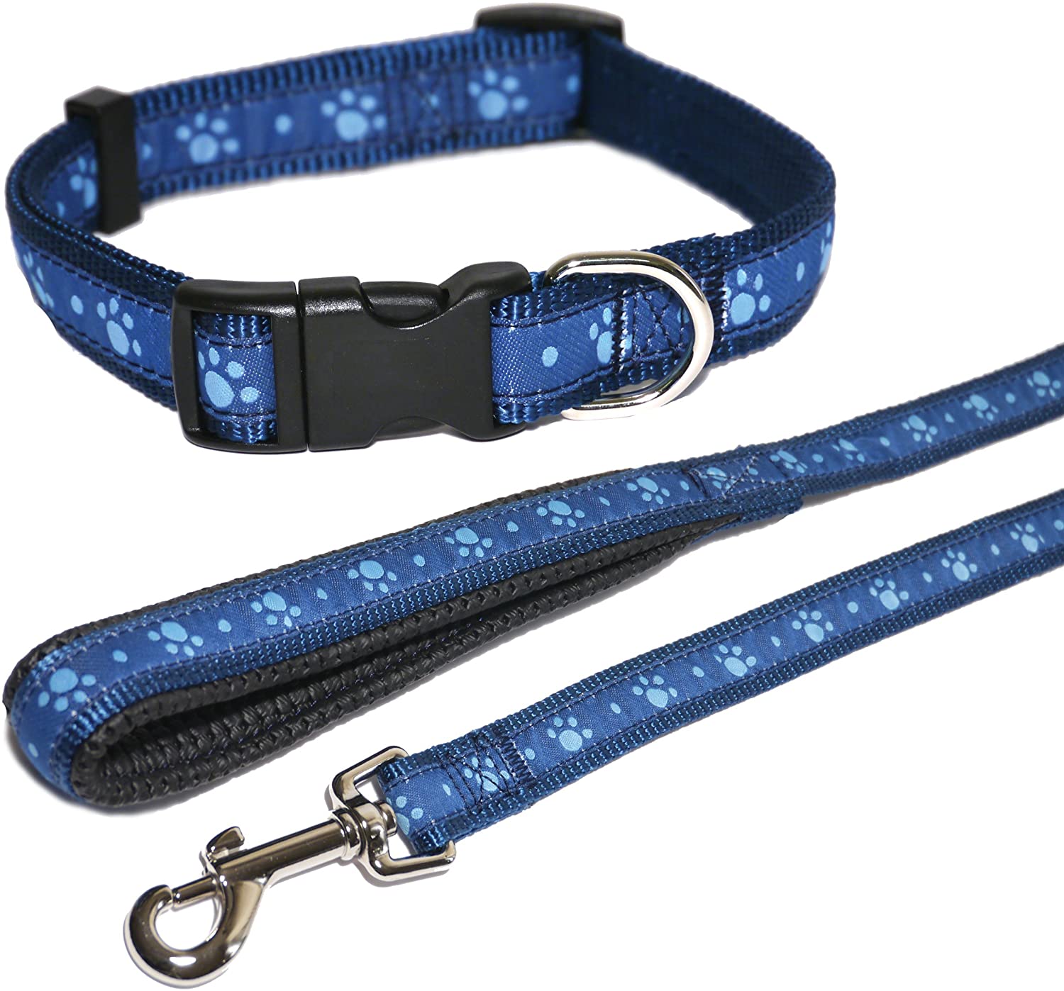 Rosewood Wag-n-Paw Walk Lead, 3/4-inch, Blue, Blue Paw - Image 2