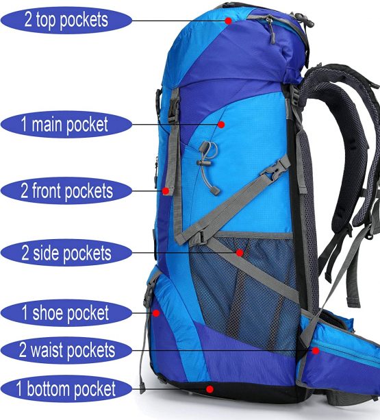 Doshwin 70L Large Backpack Camping Trekking Hiking Travel Rucksack for Women Men (with Rain Cover) - Image 2