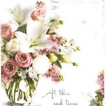 Jonny Javelin Sympathy Card (JJ4338) - In Sympathy - Bouquet Of Flowers - Silver Embossed