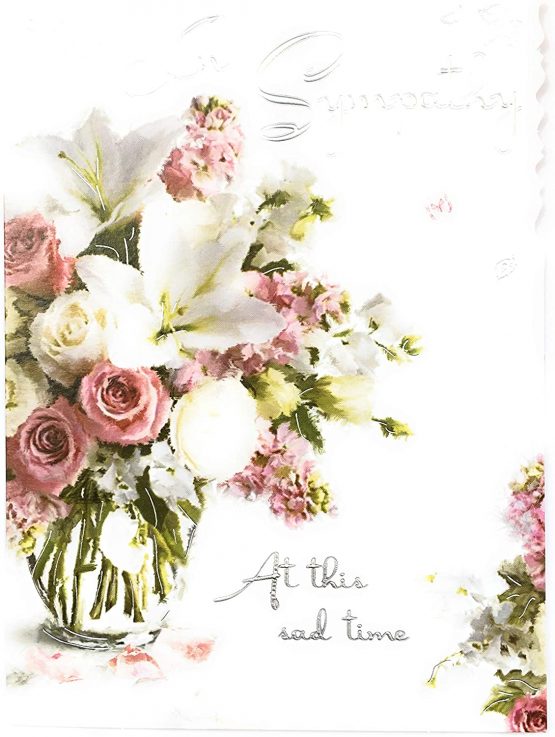 Jonny Javelin Sympathy Card (JJ4338) - In Sympathy - Bouquet Of Flowers - Silver Embossed