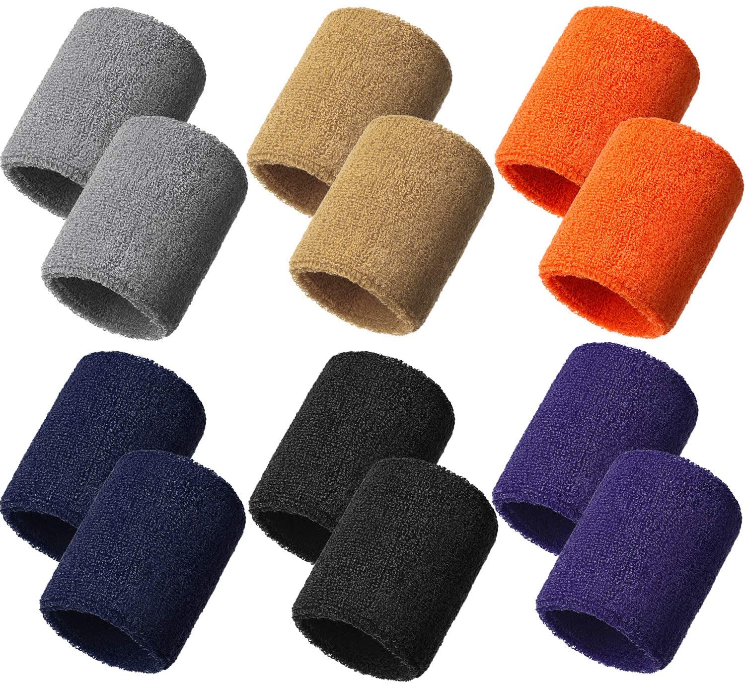 12 Pack Sweatbands Sports Wristband Cotton Sweat Band for Men and Women Good for Tennis Basketball, Running, Gym