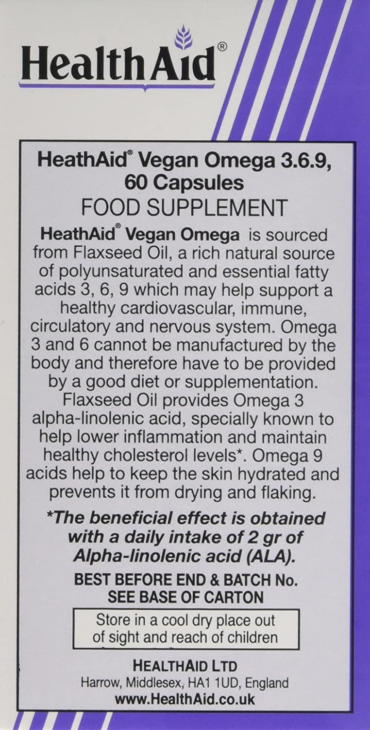 HealthAid Vegan Omega 3-6-9 Capsules - 60 Capsules, 60 count (Pack of 1) - Image 3